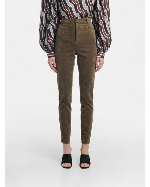Gucci Natural Velvet Skinny Trousers