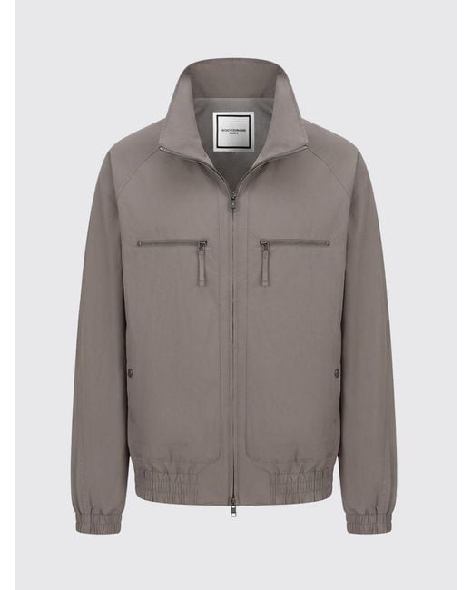 Wooyoungmi Gray High Neck Polyester Bomber Jacket With Zip Pockets for men