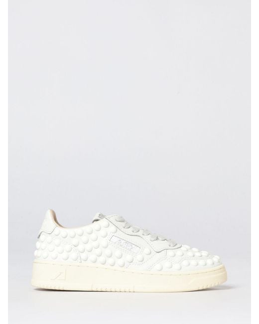 Autry White Medalist Low Leather Sneakers With Studs