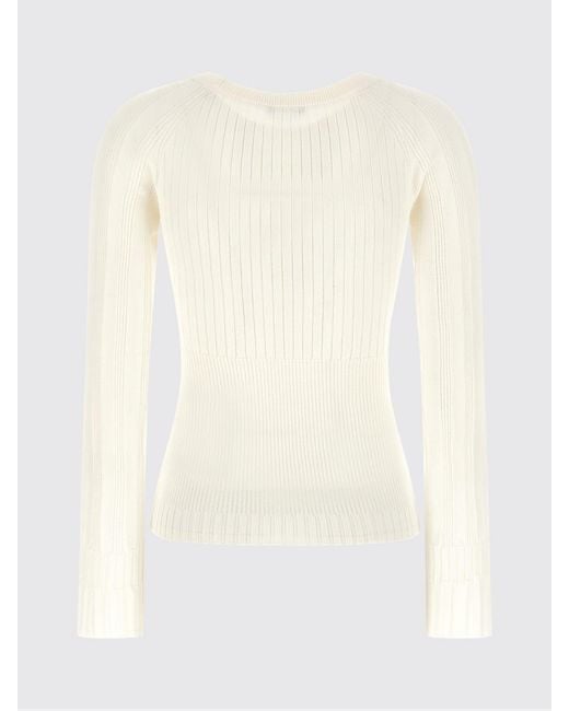 Balmain White Ribbed Viscose Knit Top