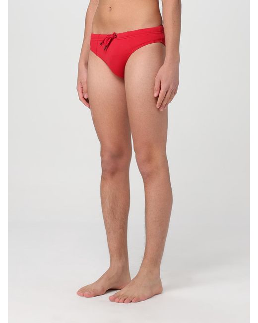 Karl Lagerfeld Red Logo Printed Drawstring Swim Trunks for men