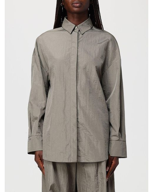 Max Mara Gray Relaxed Technical Canvas Shirt