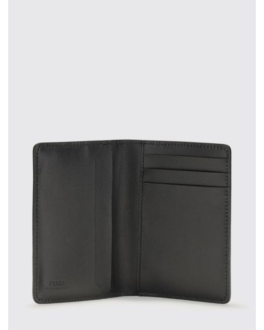 Fendi Black Squared Ff Leather Credit Card Holder for men
