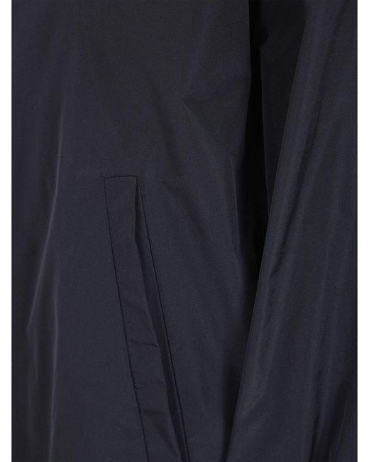 Herno Blue Short Water-Repellent Taffeta Windbreaker Jacket With Hood And High Neck