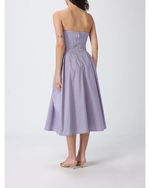 Elisabetta Franchi Purple Taffeta Midi Dress