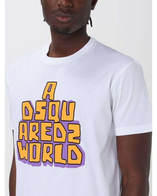 T-shirt in cotone con logo di DSquared² in White da Uomo