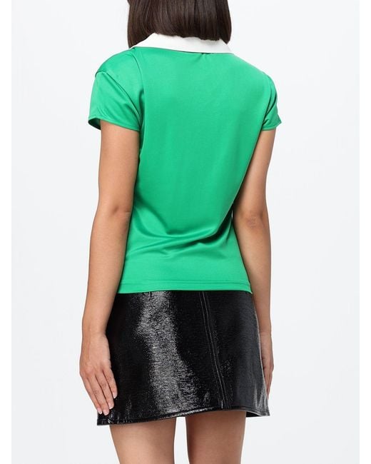 Courreges Green CourrÈ Ges Slim Fit Polyester Polo T-Shirt With Contrast Piping