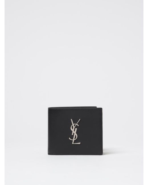 Saint Laurent White Cassandre East/West Leather Wallet for men