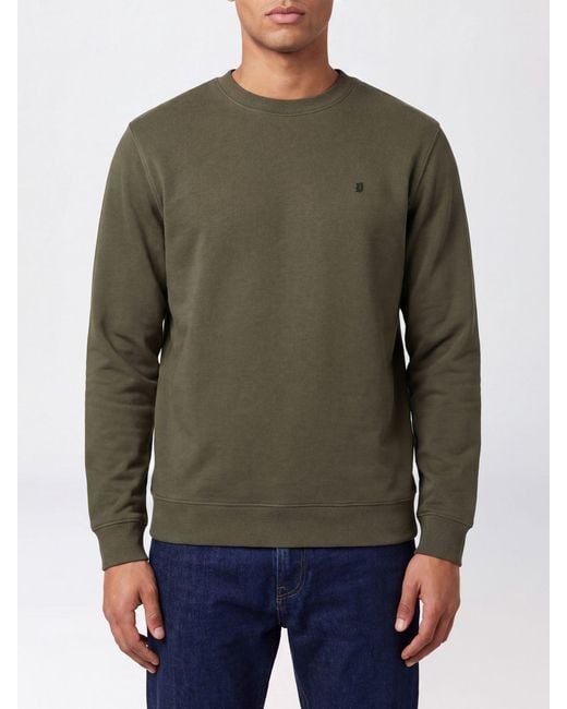 Dondup Green Cotton Crewneck Jumper With Contrast Logo for men