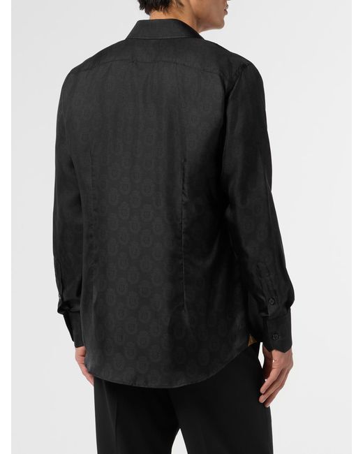 Billionaire Black All-Over Logo Silk Shirt for men