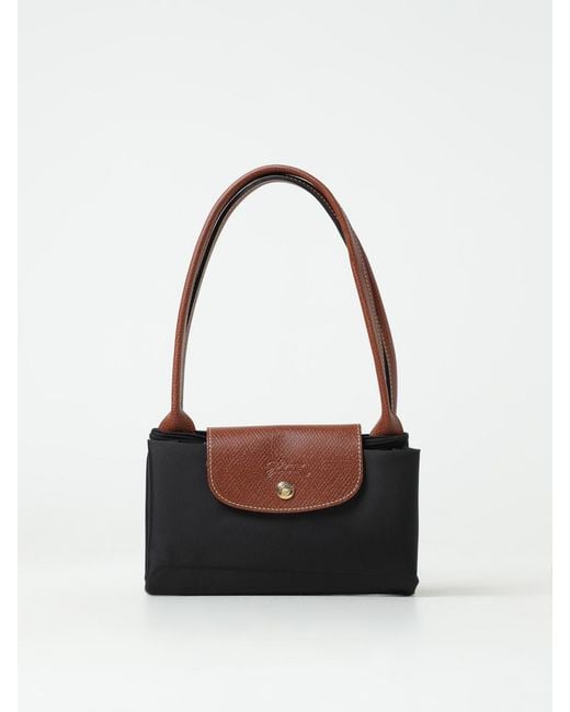 Longchamp Black Le Pliage Original M Nylon And Grained Leather Bag
