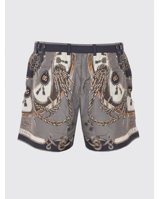Dolce & Gabbana Gray Dolce &Amp Gabbana Printed Nylon Swimsuit for men