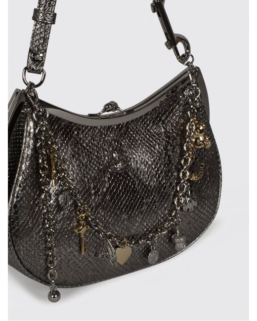 Vivienne Westwood Black Frame Purse Leather Shoulder Bag