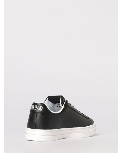 Versace Jeans Couture White Leather Sneakers With Baroque Print