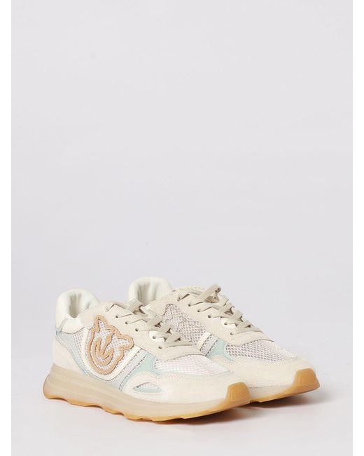 Pinko Natural Zoe Suede And Mesh Sneakers