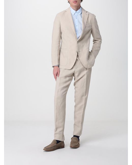 Eleventy White Single-Breasted Linen Blend Suit for men