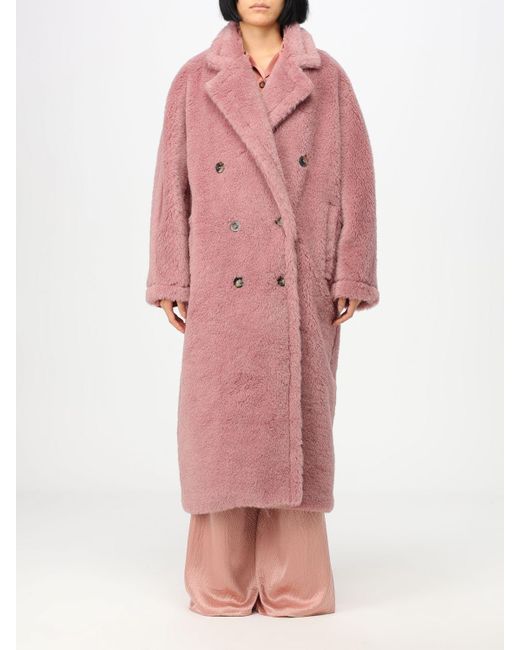 Max Mara Pink Coat In Alpaca Fur