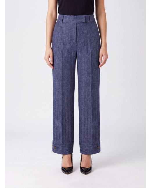Giorgio Armani Blue High-Waisted Wide-Leg Palazzo Trousers