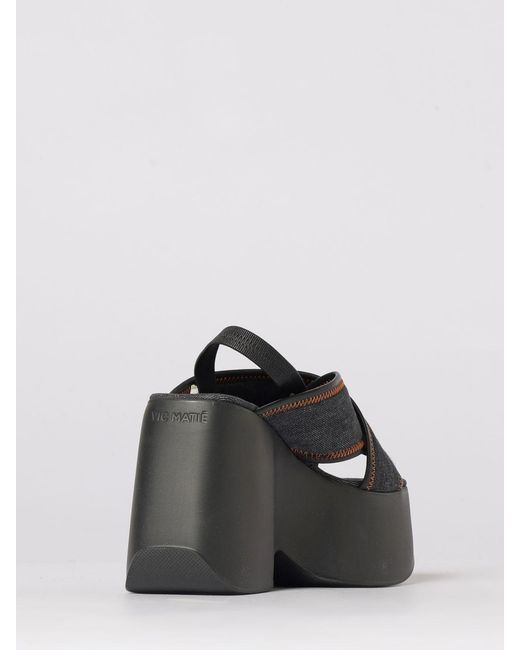 Vic Matié Black Vic MatiÉ Cotton Denim Wedge Sandals