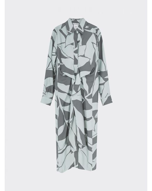 Max Mara Green Printed Silk Shirt Dress