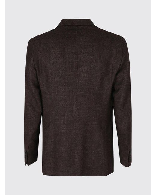 Tagliatore Black Single-Breasted Virgin Wool And Silk Blazer With Peak Lapels for men