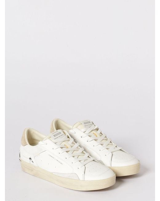 Crime London White Sk8 Deluxe Leather Sneakers for men