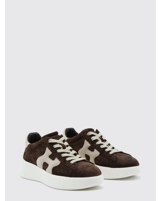 Hogan White Rebel Leather And Suede Sneakers With Chunky Sole