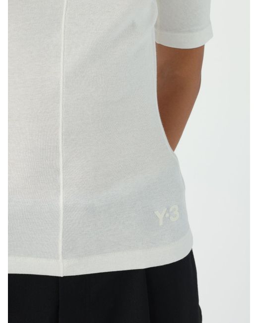 T-shirt in jersey di cotone con logo di Y-3 in White