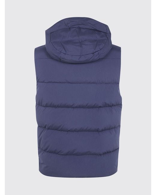 Moorer Blue Technical Quilted Down Vest With Hood for men