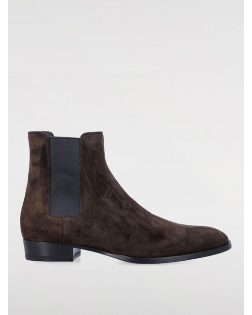 Saint Laurent Black Chelsea Boots Suede Low Heel for men