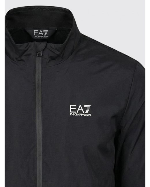 EA7 Black Polyester Jacket With Logo for men