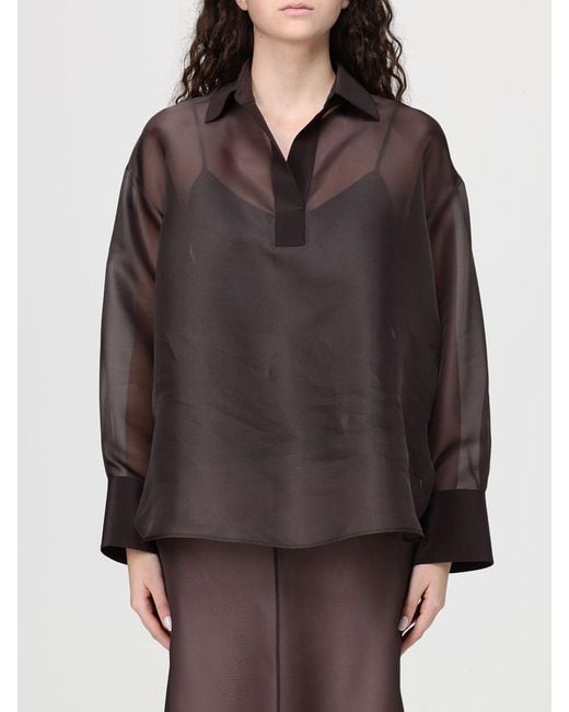 Agnona Brown Silk Organza Shirt