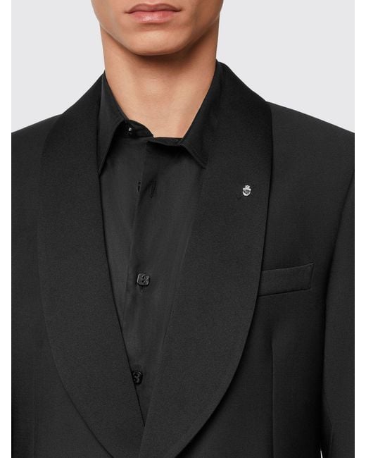Billionaire Black Single-Breasted Wool Blazer for men