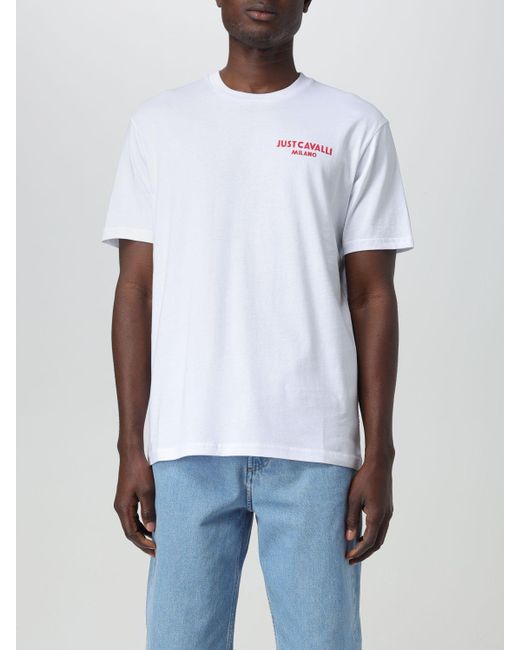 T-shirt di cotone di Just Cavalli in White da Uomo