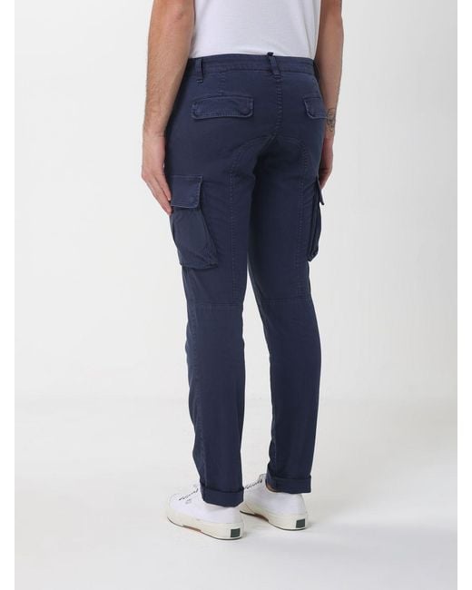 Mason's Blue Stretch Cotton Cargo Trousers for men