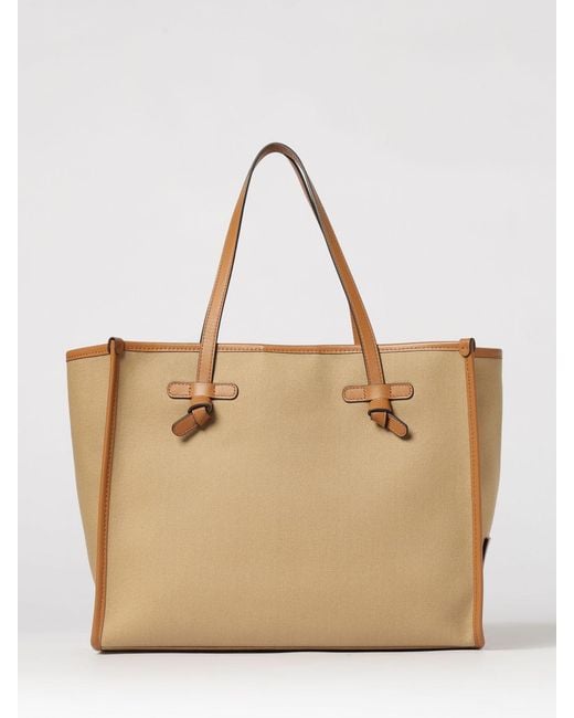 Gianni Chiarini Natural Marcella Cotton Canvas And Leather Bag