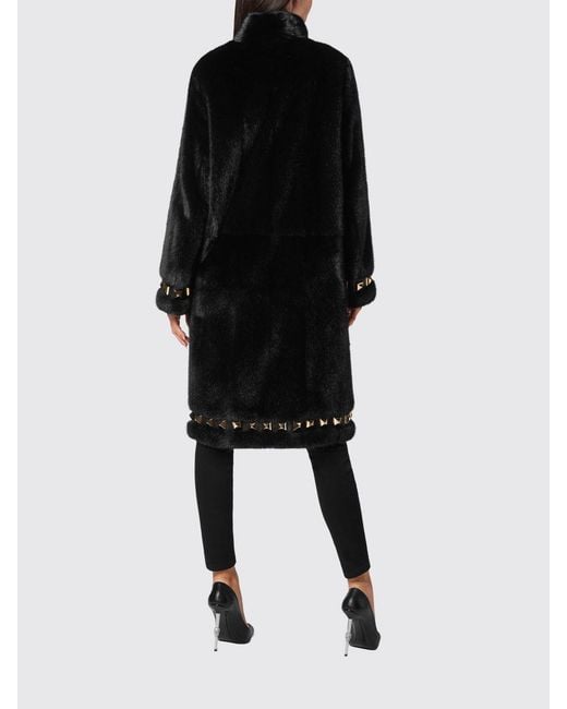 Philipp Plein Black Studded Single-Breasted Mink Fur Coat