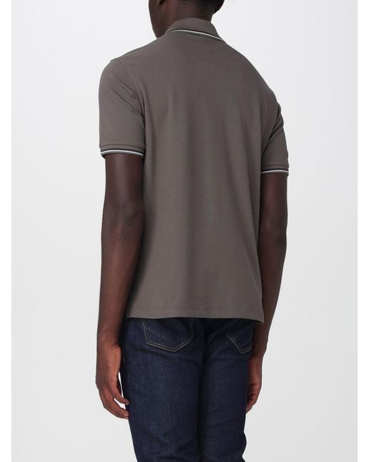 Emporio Armani Gray Cotton Polo Shirt With Logo for men