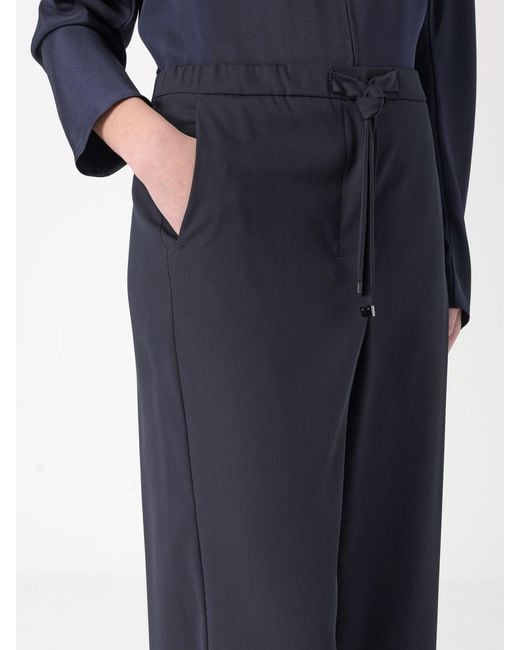 Max Mara Blue Gabardine Wide-Leg Trousers