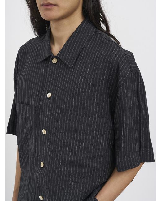 sunflower Black Striped Linen Casual Shirt for men