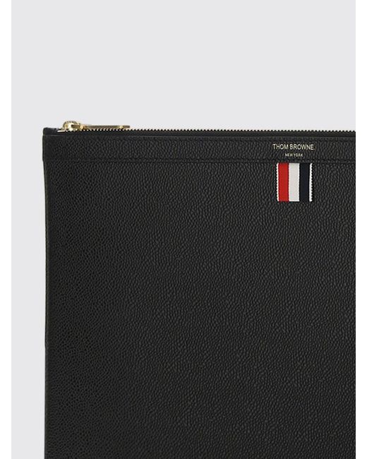 Thom Browne Black Grain Leather Pouch for men
