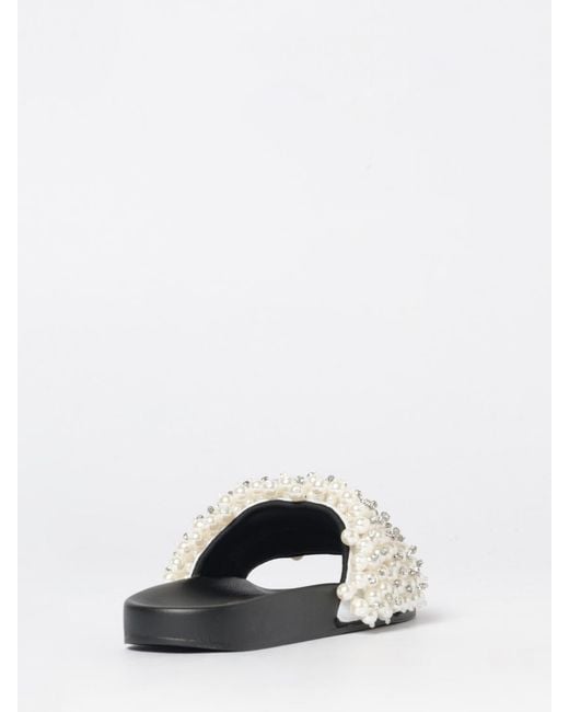 Kurt Geiger White Meena Eagle Rubber Sliders With Synthetic Pearls And Rhinestones