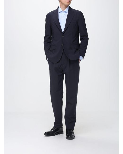 Eleventy Blue Single-Breasted Stretch Wool Suit for men