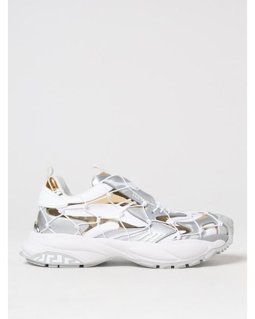 Versace Gray Color-Block Sneakers With Metallic Accents for men