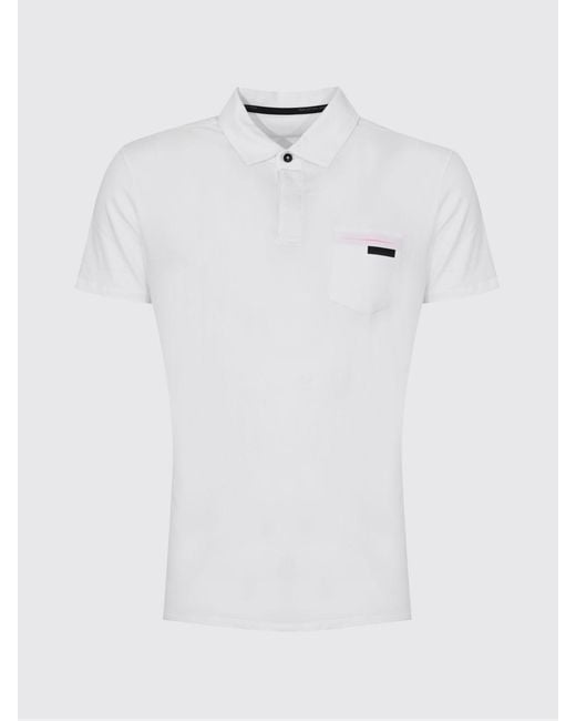 Rrd White Long-Sleeved Stretch-Cotton Polo Shirt With Classic Collar for men