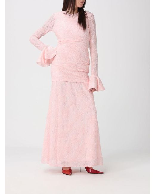 ROTATE BIRGER CHRISTENSEN Pink Jacquard Mesh Mini Dress