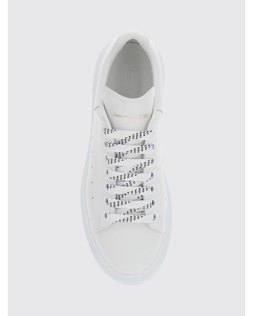 McQueen White Oversize Calf Leather Sneakers With Contrasting Heel And Laminated Logo