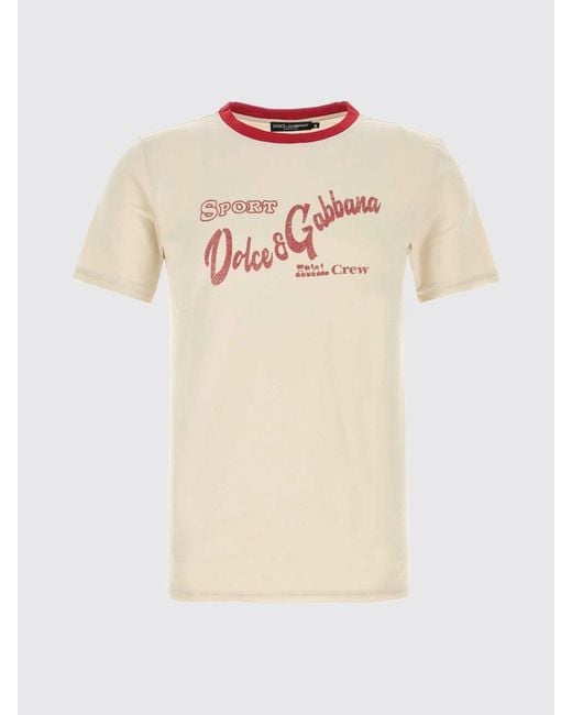 Dolce & Gabbana Natural Dolce &Amp Gabbana Cotton T-Shirt With Logo for men