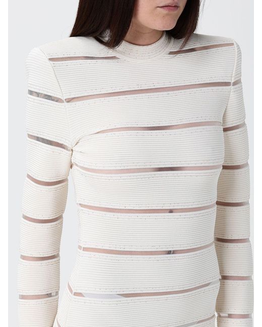 Balmain White Rhinestone Embellished Viscose Blend Mini Dress