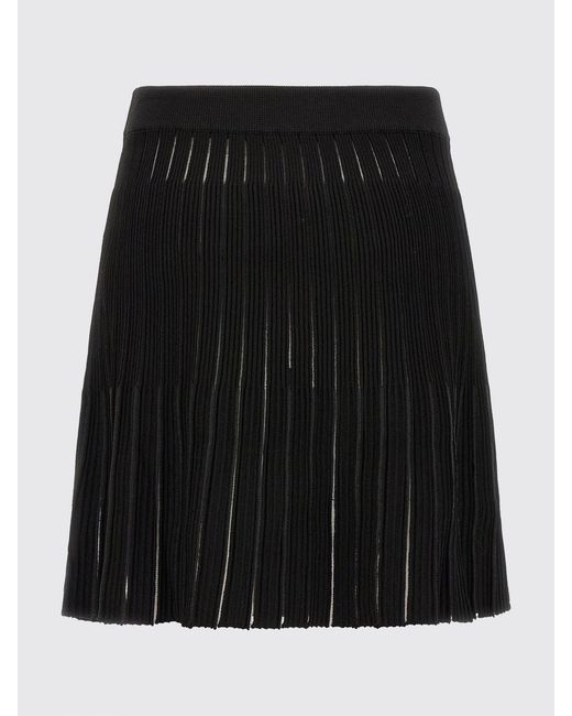 Balmain Black High-Waisted A-Line Knit Miniskirt With Jewel Buttons